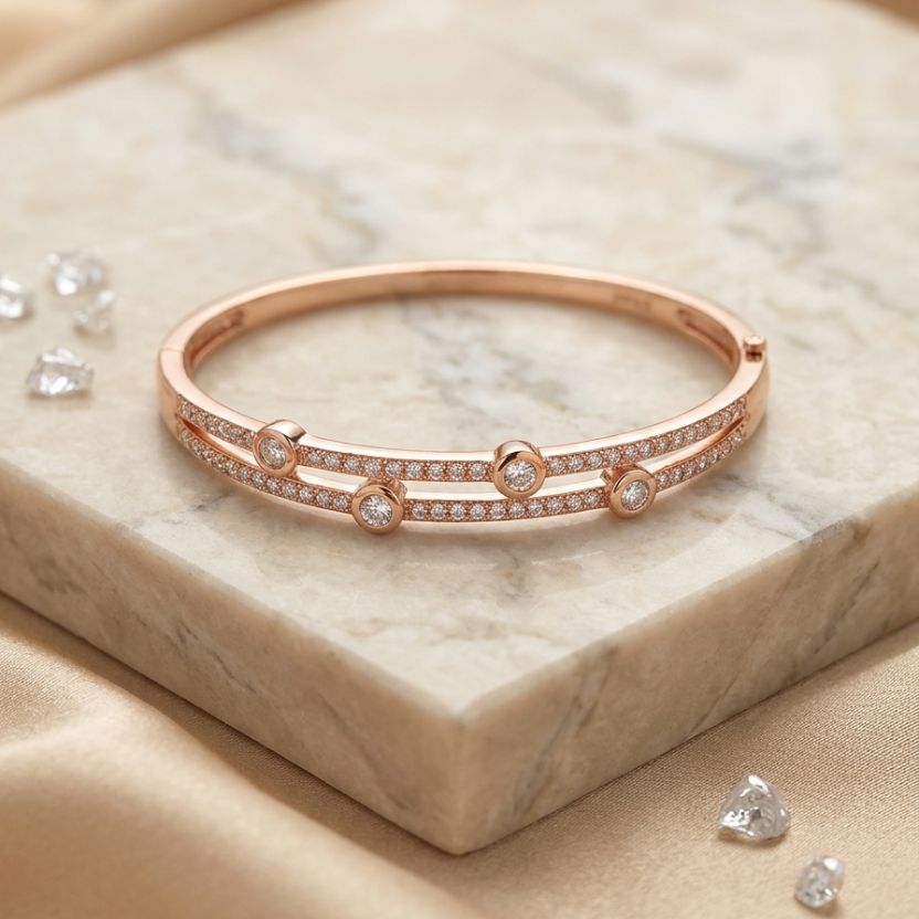 Premium Rose Gold American Diamond Bracelet for Women