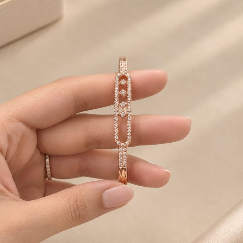 Minimal Rose Gold Diamond AD Bracelet for Women