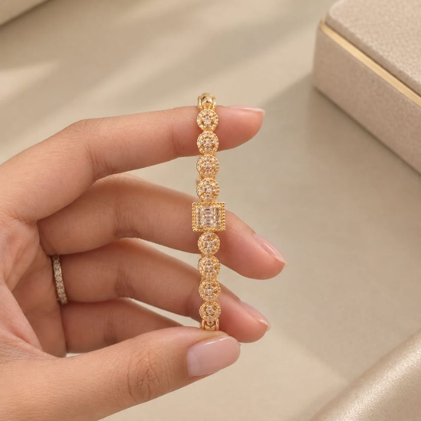 Elegant Gold Diamond AD Bracelet for Women